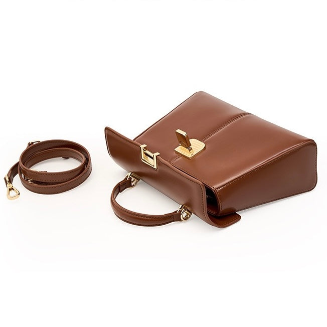 Exquisite Genuine Leather Horseshoe Buckle Handbag