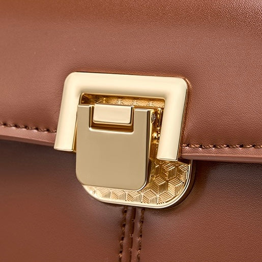 Exquisite Genuine Leather Horseshoe Buckle Handbag