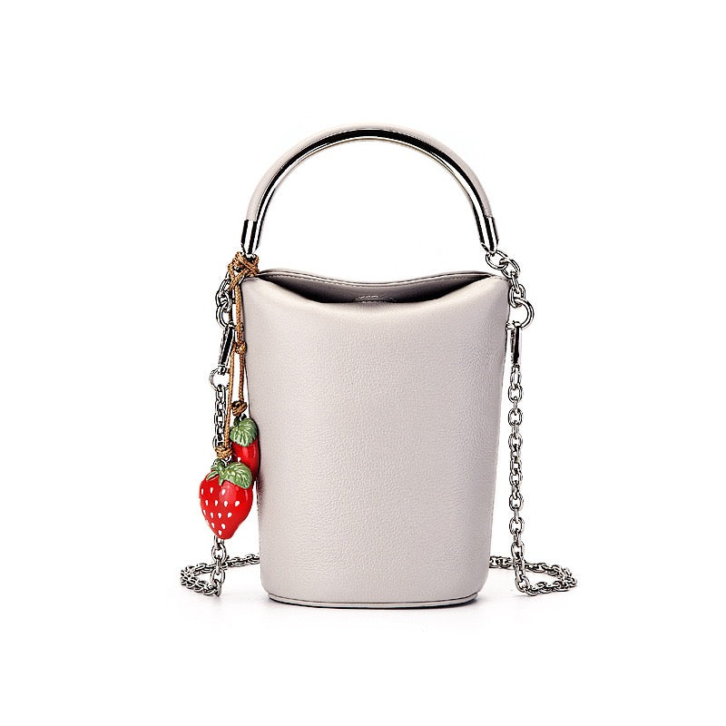 Genuine Leather Mini Bucket Crossbody Bag