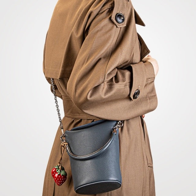 Genuine Leather Mini Bucket Crossbody Bag