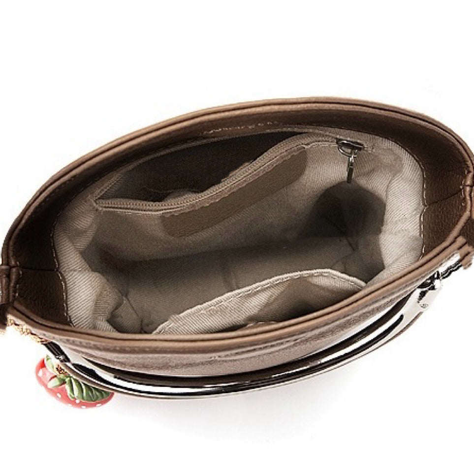 Genuine Leather Mini Bucket Crossbody Bag