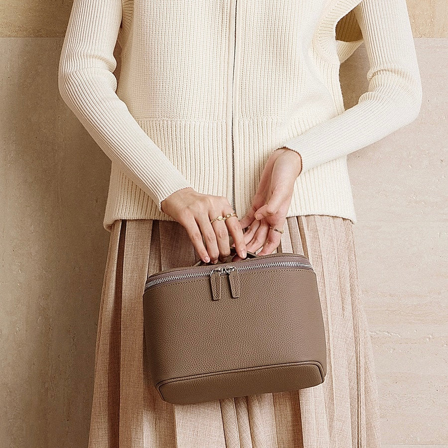 Genuine Leather Luxury Multi-Compartment Cosmetic Bag