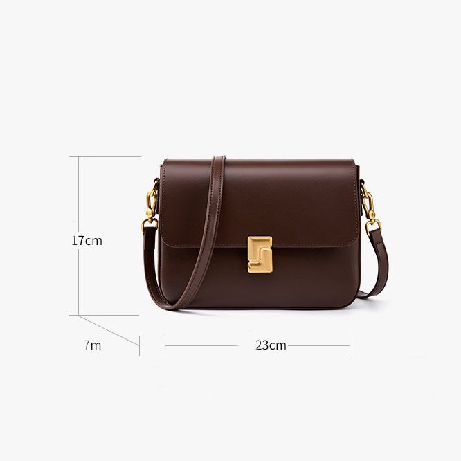 Genuine Leather Commuter Shoulder Box Bag for Women