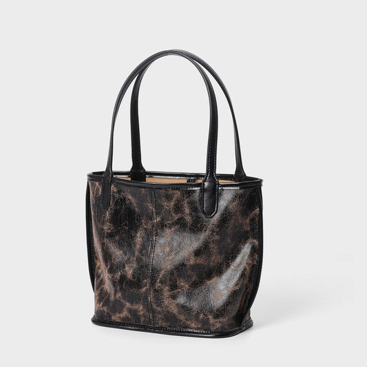 Vintage Elegance Genuine Leather Tote with Pouch