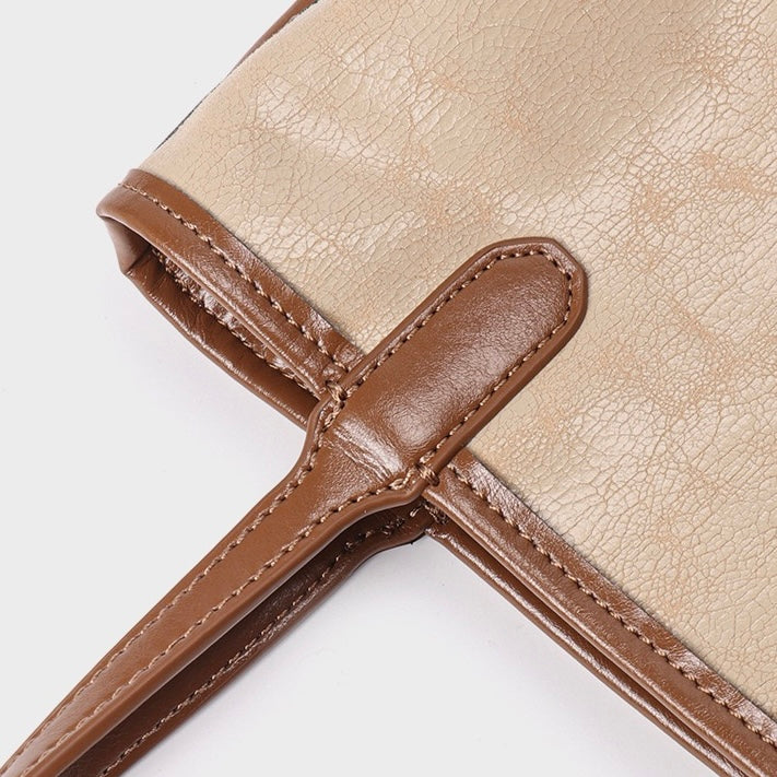 Vintage Elegance Genuine Leather Tote with Pouch