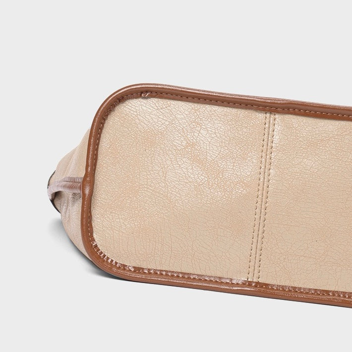 Vintage Elegance Genuine Leather Tote with Pouch