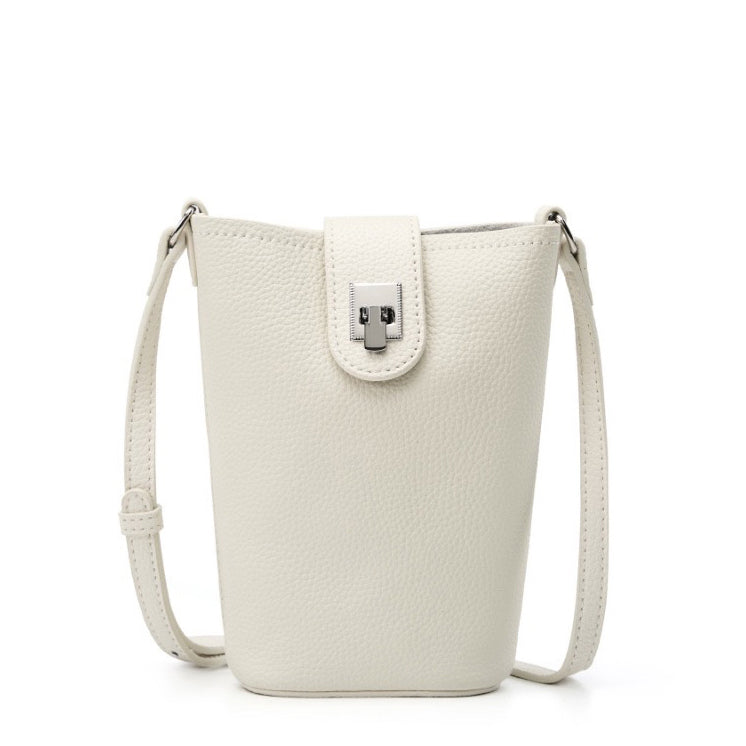 Genuine Leather Drawstring Bucket Phone Bag for Women