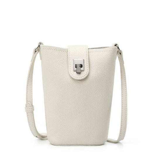 Genuine Leather Drawstring Bucket Phone Bag for Women