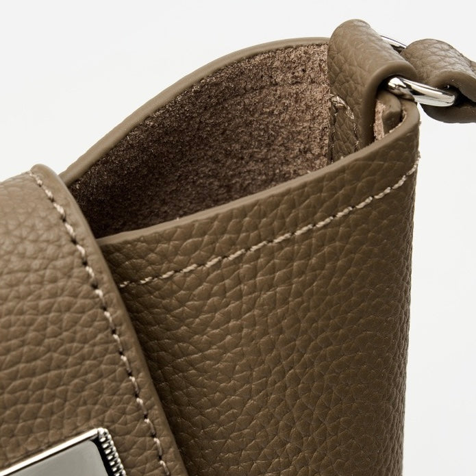 Genuine Leather Drawstring Bucket Phone Bag for Women