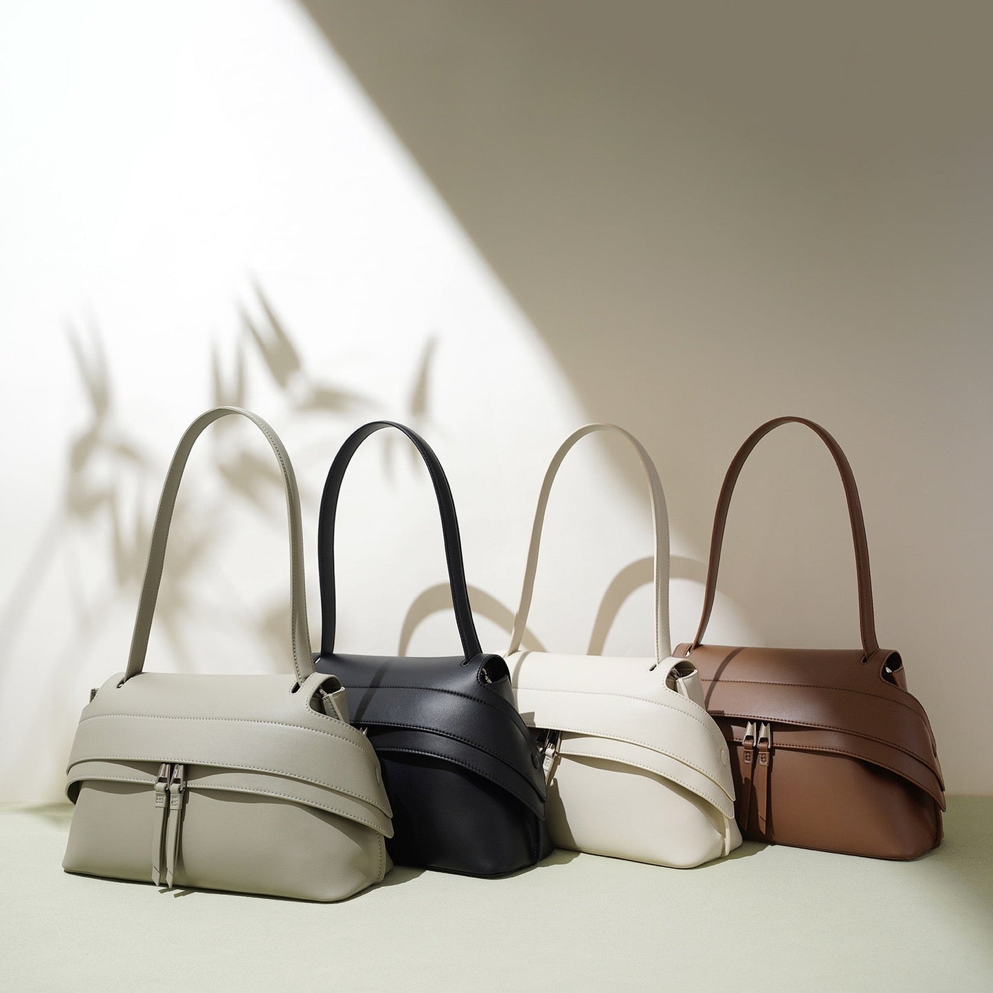 Genuine Leather Minimalist Handheld Saddle Bag for Women