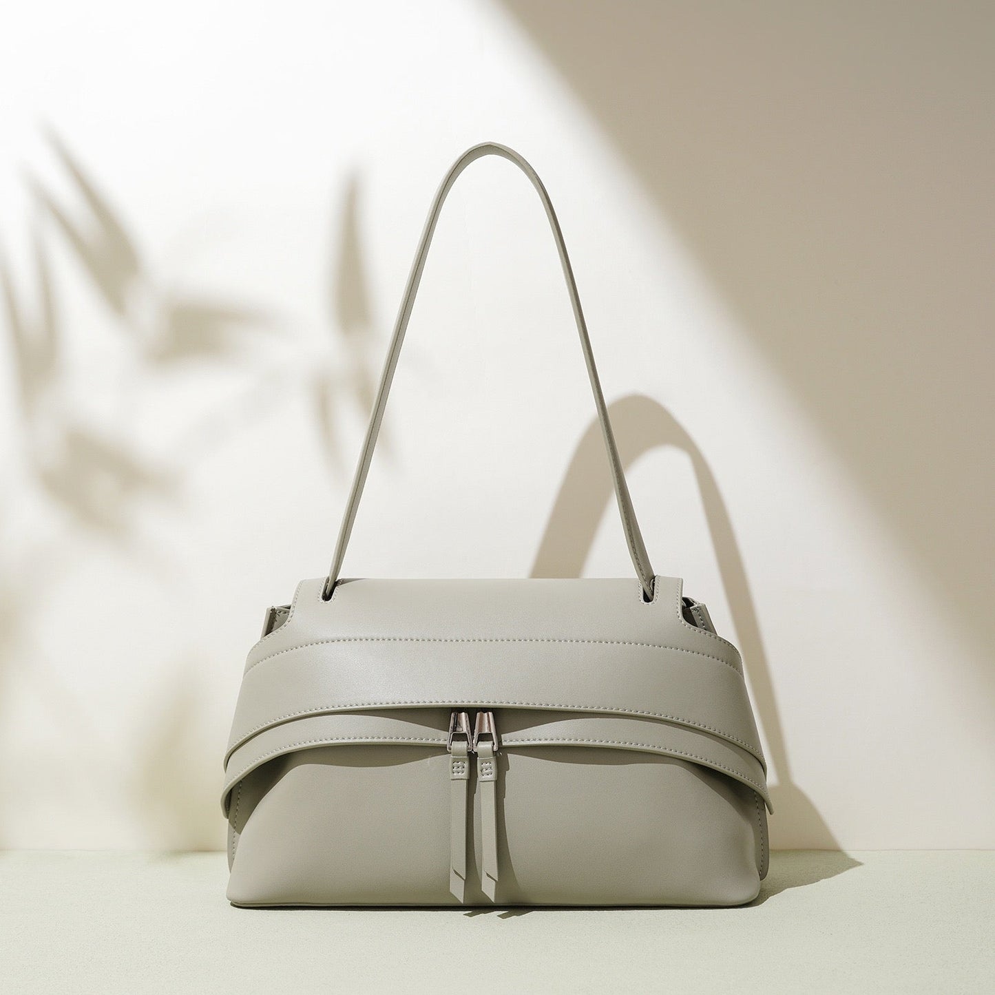 Genuine Leather Minimalist Handheld Saddle Bag for Women