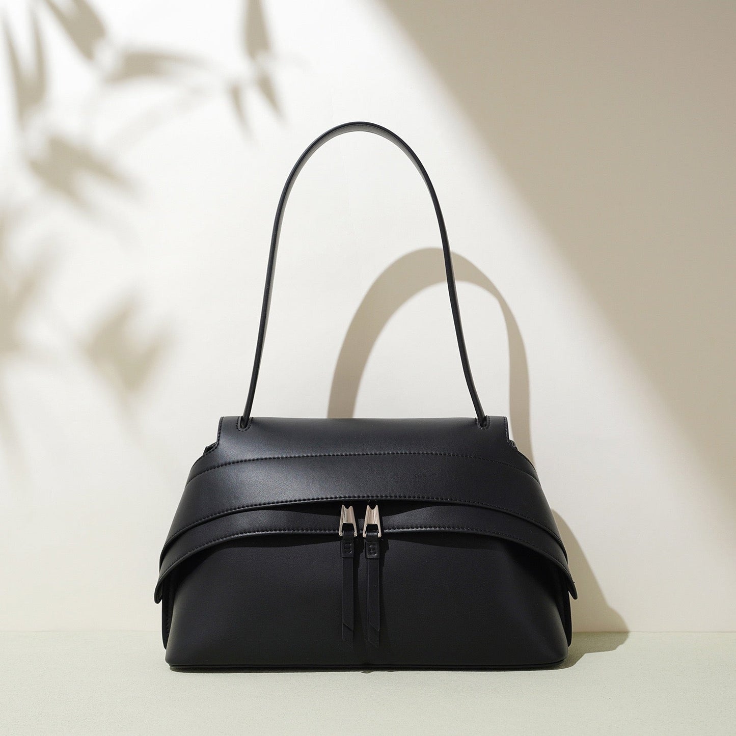 Genuine Leather Minimalist Handheld Saddle Bag for Women