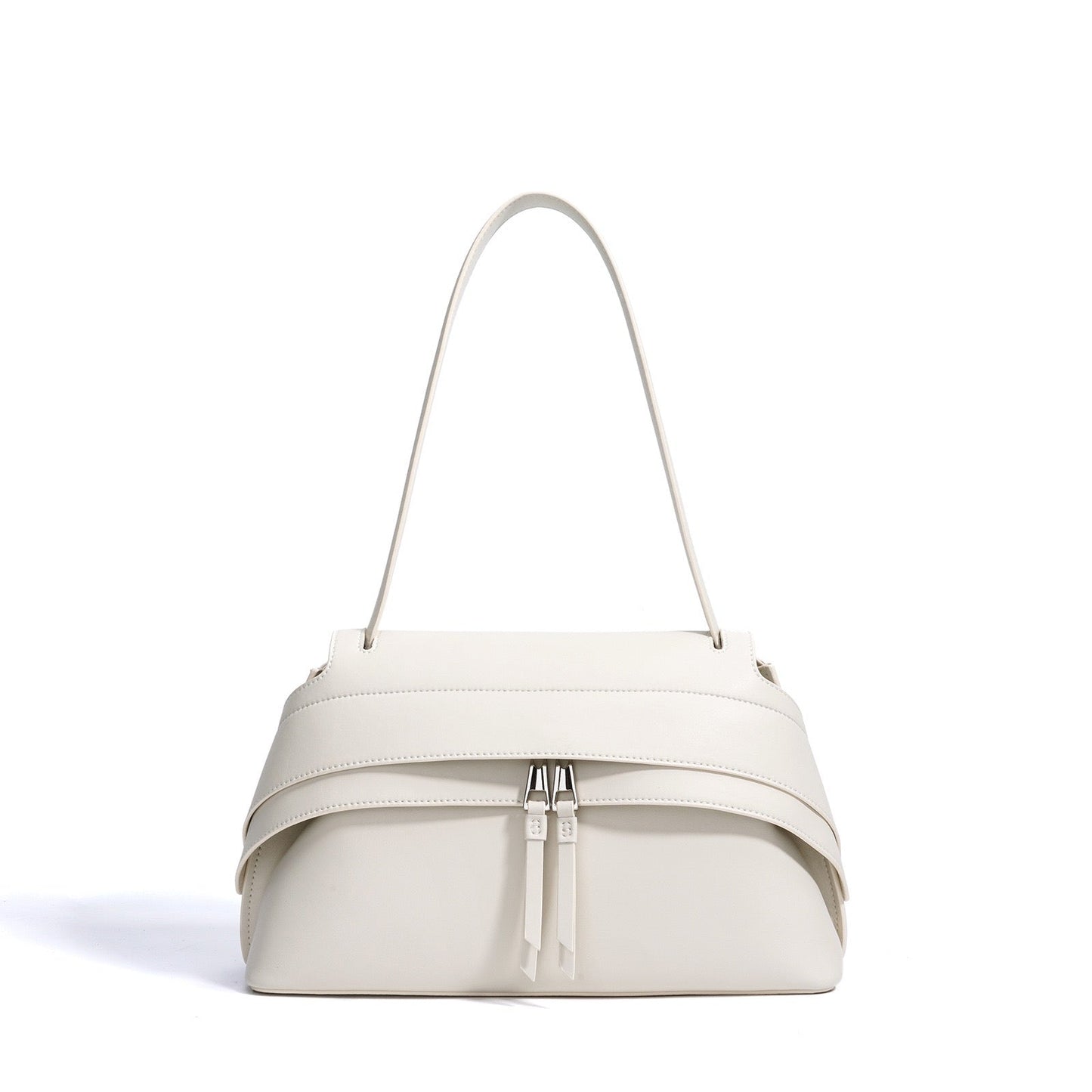 Genuine Leather Minimalist Handheld Saddle Bag for Women