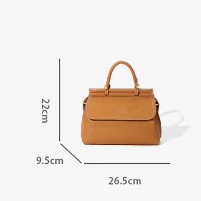 Exquisite Genuine Leather Flip-Top Commuter Handbag