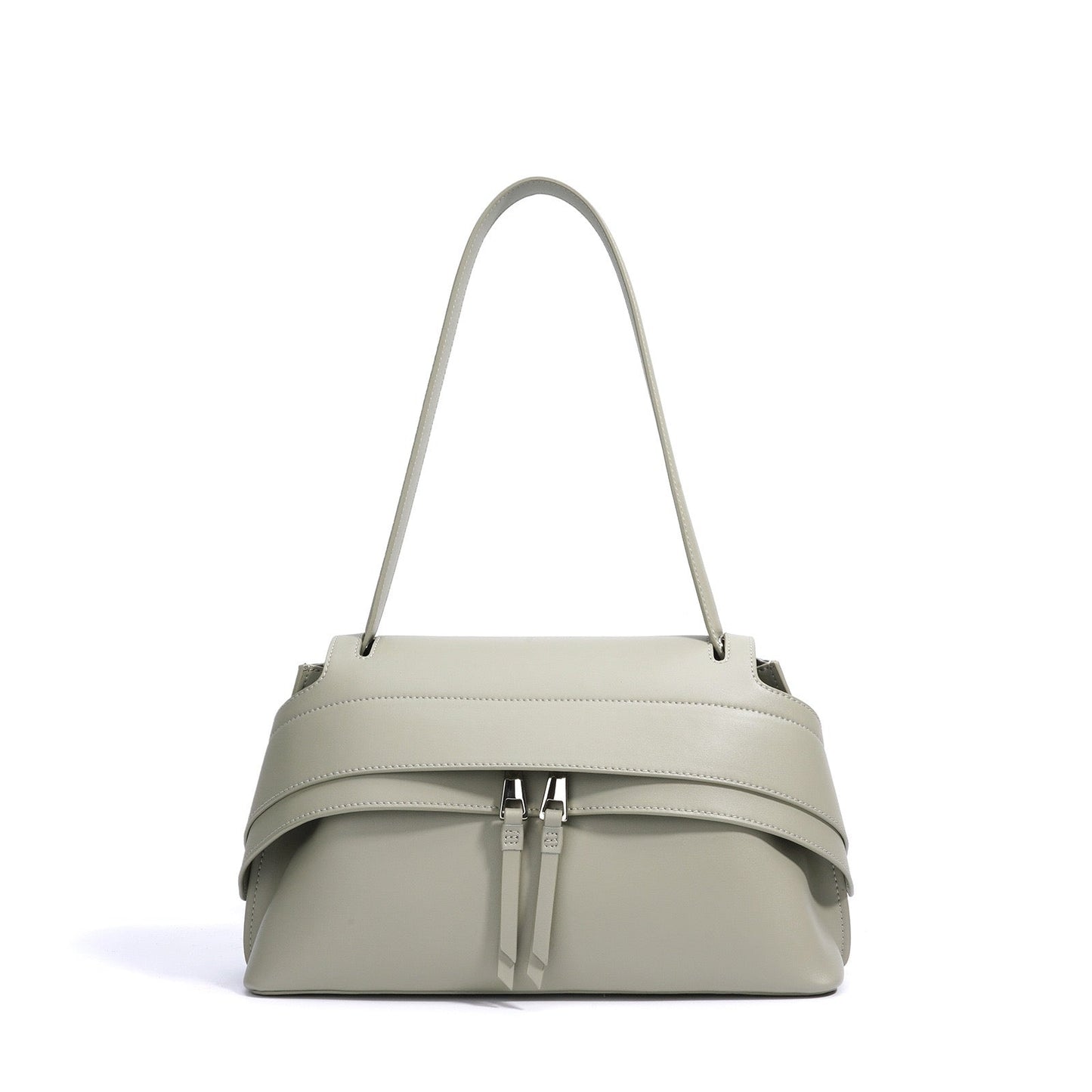 Genuine Leather Minimalist Handheld Saddle Bag for Women