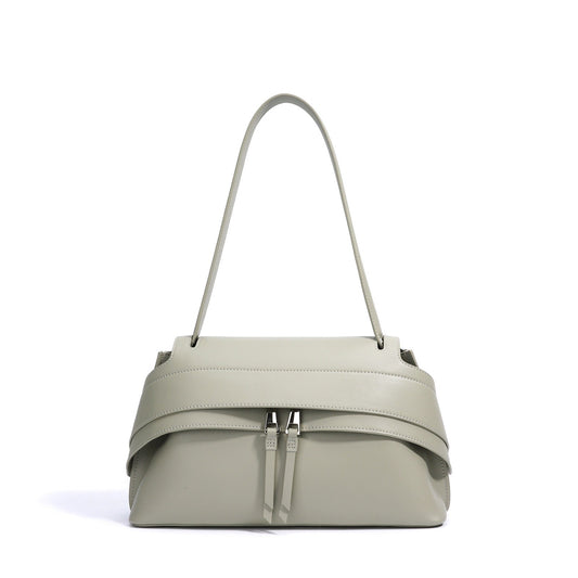 Genuine Leather Minimalist Handheld Saddle Bag for Women