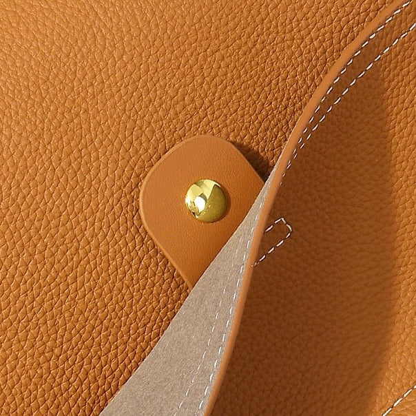 Exquisite Genuine Leather Flip-Top Commuter Handbag