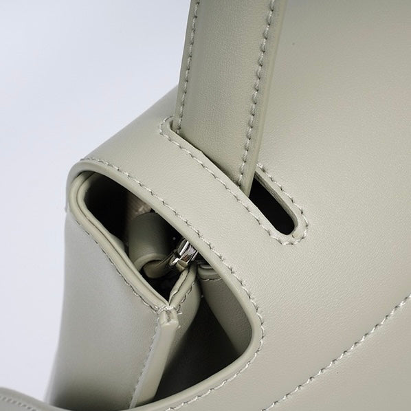 Genuine Leather Minimalist Handheld Saddle Bag for Women