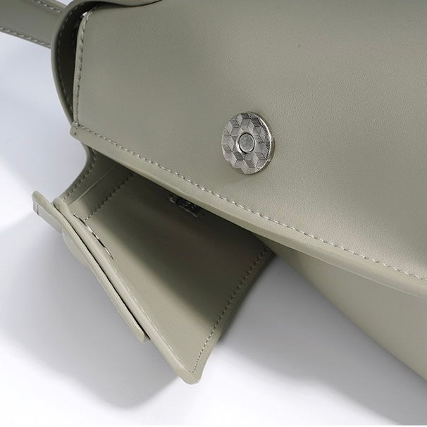 Genuine Leather Minimalist Handheld Saddle Bag for Women