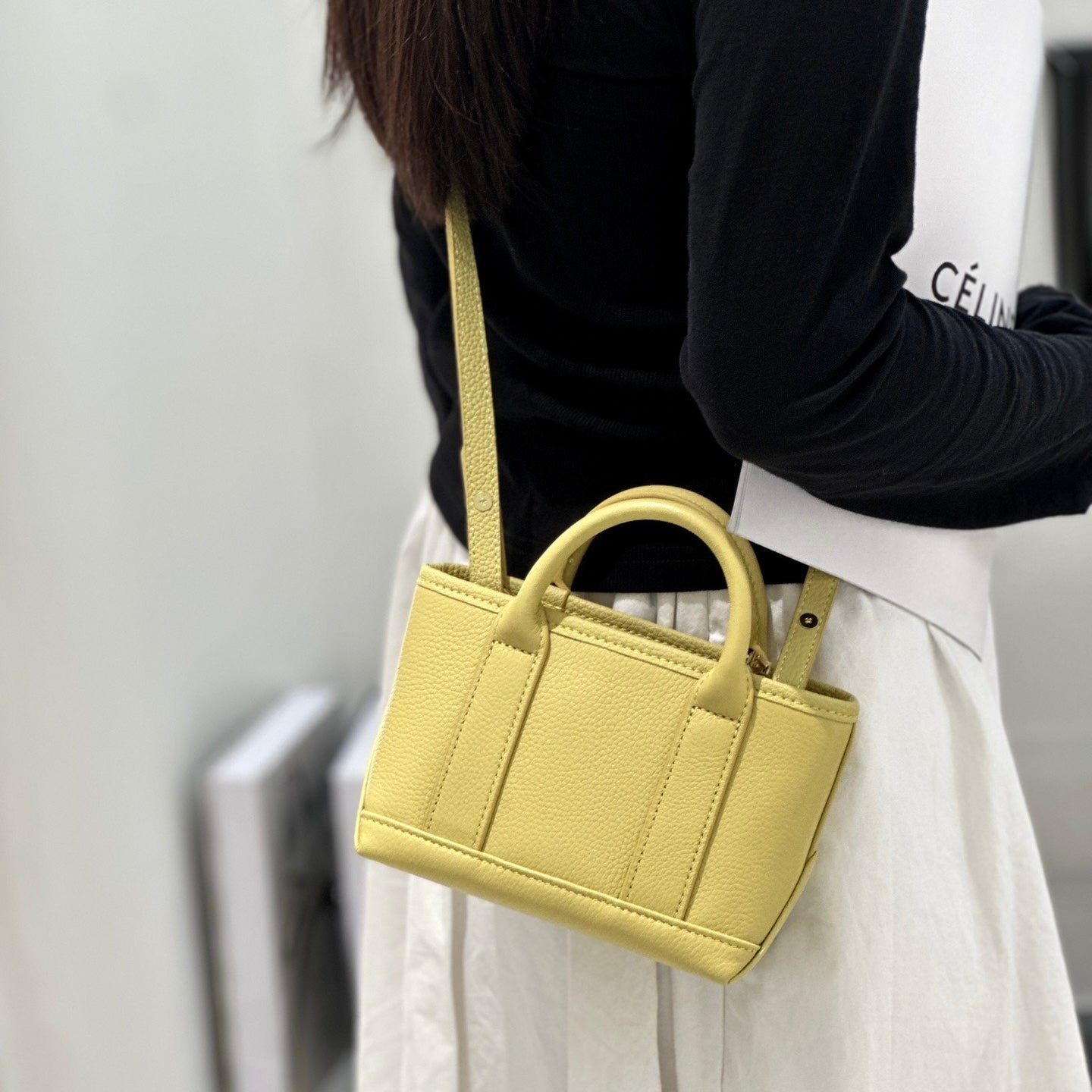 Exquisite Genuine Cowhide Mini Basket Handheld Crossbody Bag