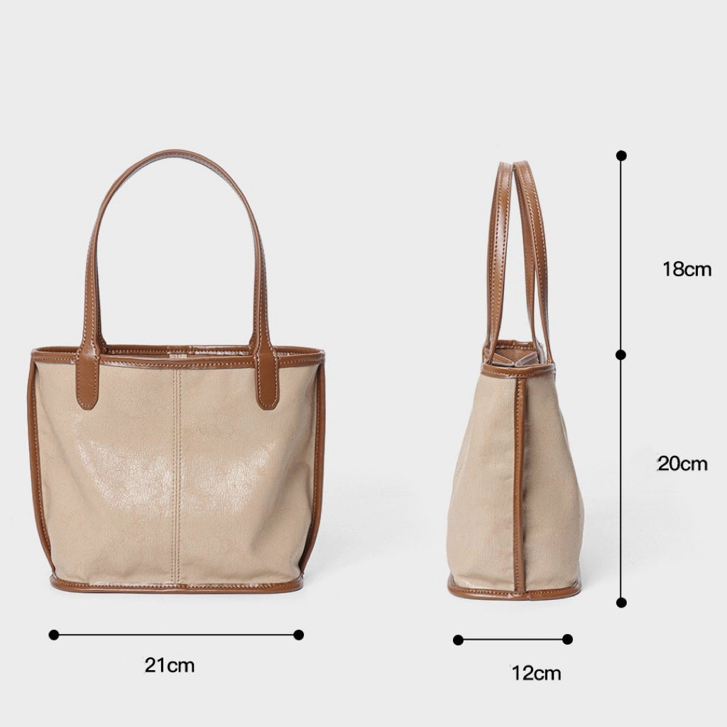 Vintage Elegance Genuine Leather Tote with Pouch