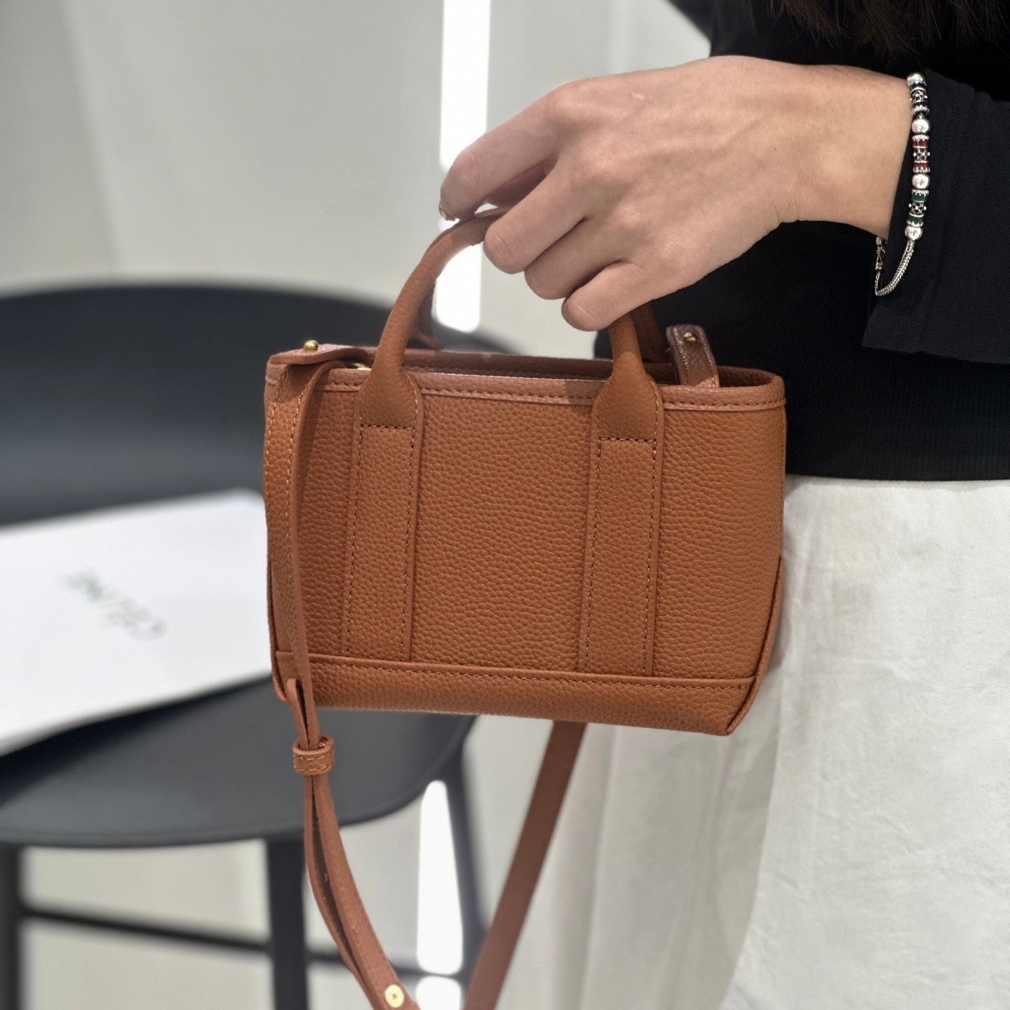 Exquisite Genuine Cowhide Mini Basket Handheld Crossbody Bag