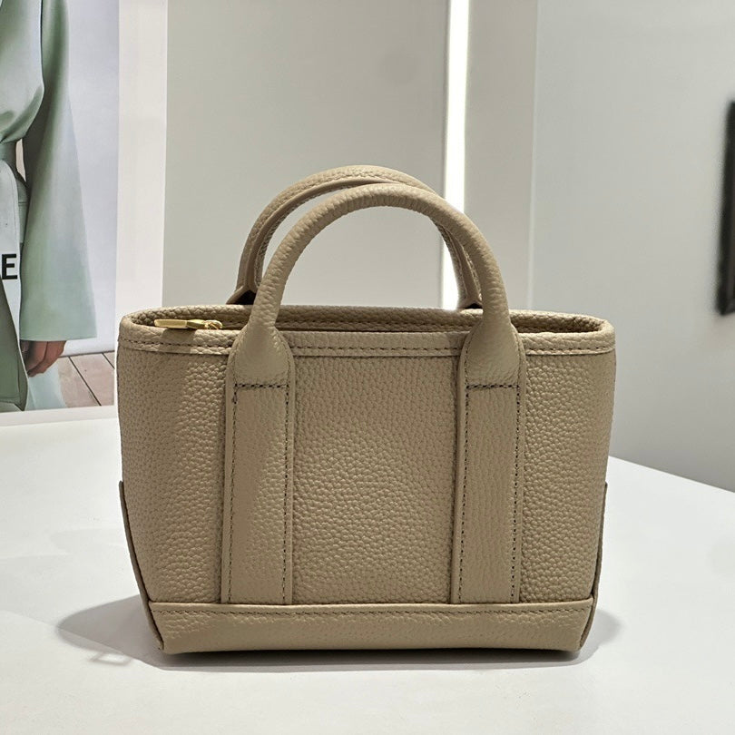 Exquisite Genuine Cowhide Mini Basket Handheld Crossbody Bag