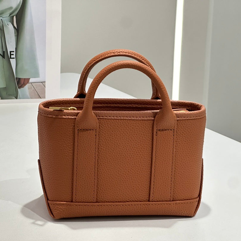 Exquisite Genuine Cowhide Mini Basket Handheld Crossbody Bag