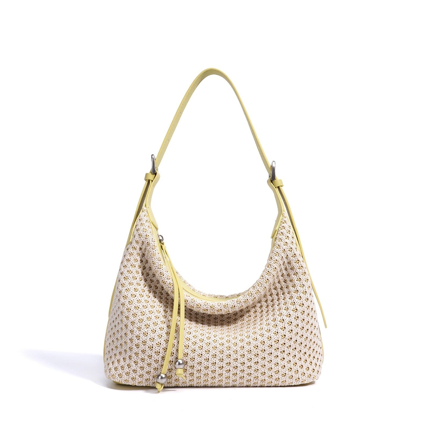Elegant Braided Straw Dumpling Shoulder Bag