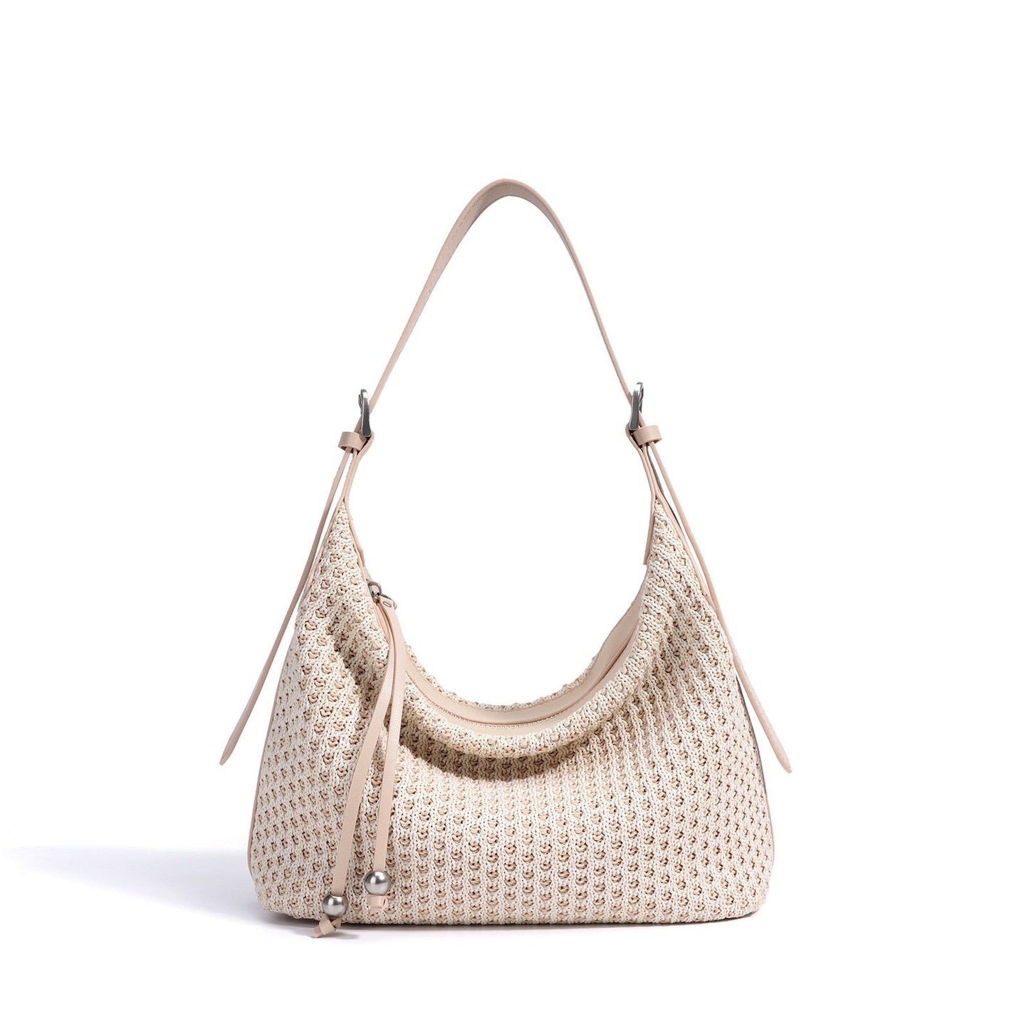 Elegant Braided Straw Dumpling Shoulder Bag