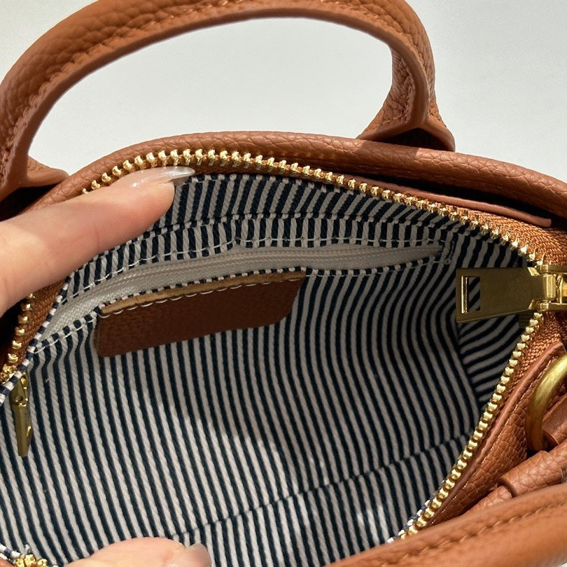 Exquisite Genuine Cowhide Mini Basket Handheld Crossbody Bag