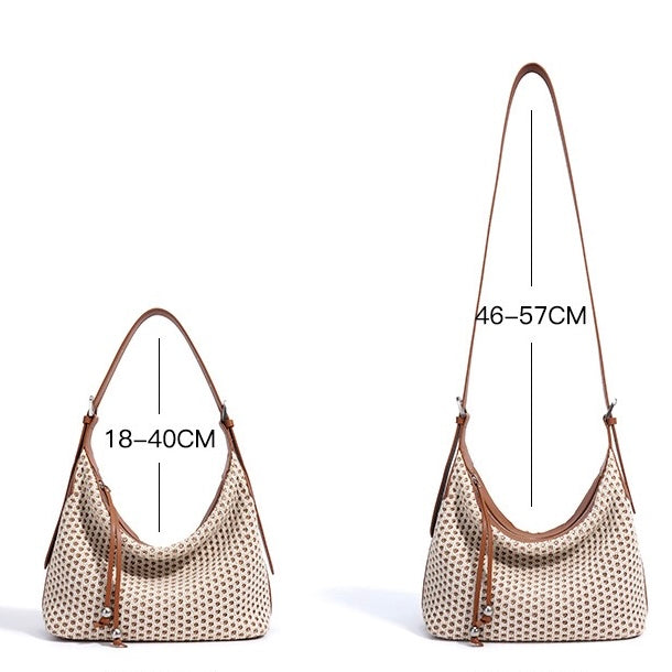 Elegant Braided Straw Dumpling Shoulder Bag