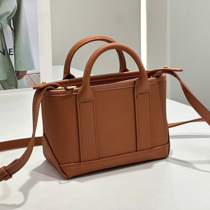 Exquisite Genuine Cowhide Mini Basket Handheld Crossbody Bag