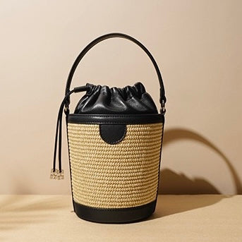 Luxury Lambskin Woven Crossbody Handheld Barrel Bag