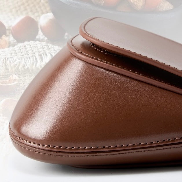 Chic Genuine Leather Crossbody Saddle Bucket Bag