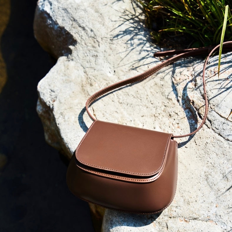 Chic Genuine Leather Crossbody Saddle Bucket Bag