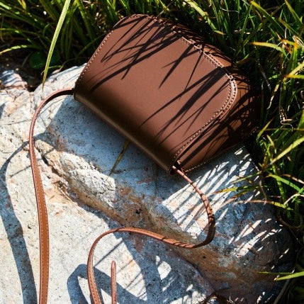 Chic Genuine Leather Crossbody Saddle Bucket Bag