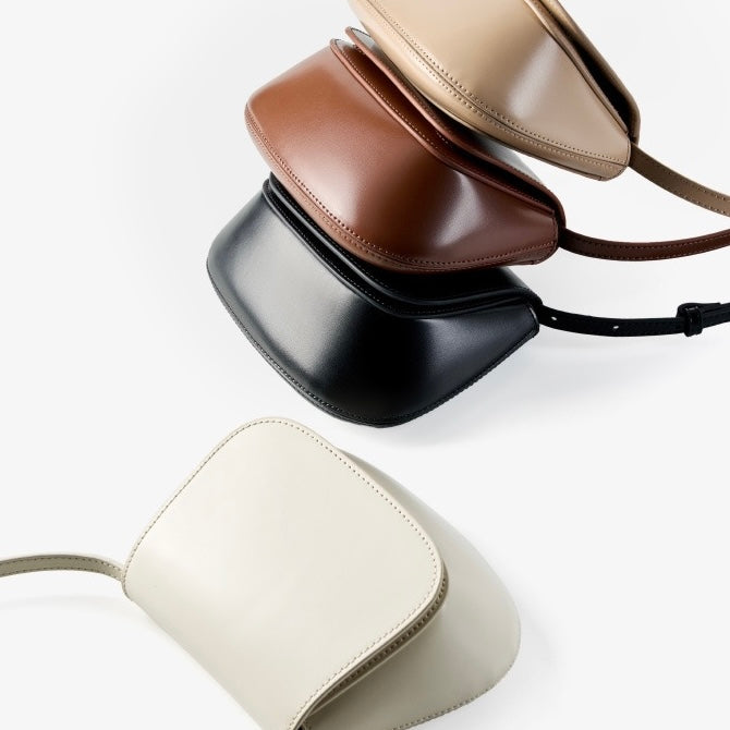 Chic Genuine Leather Crossbody Saddle Bucket Bag