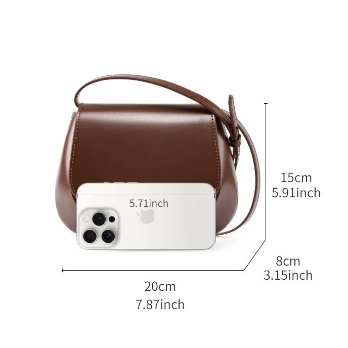 Chic Genuine Leather Crossbody Saddle Bucket Bag