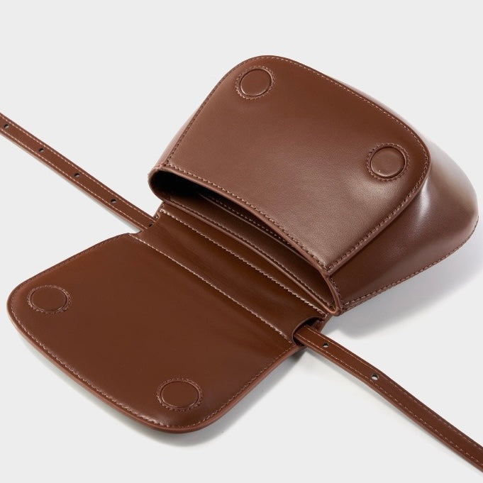 Chic Genuine Leather Crossbody Saddle Bucket Bag
