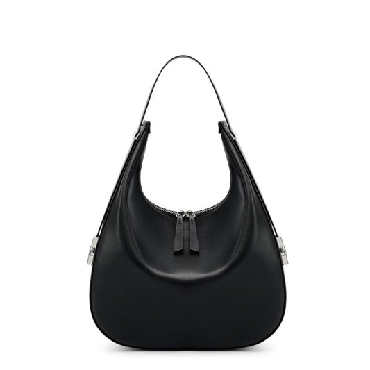 Elegant Minimalist Genuine Leather Crescent Shoulder Handbag