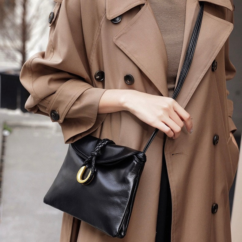 Elegant Braided Leather Crossbody Bag