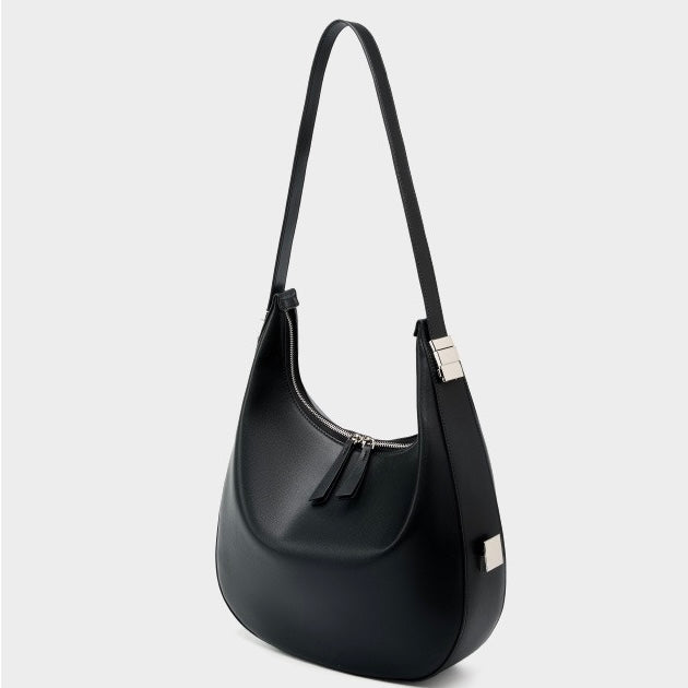Elegant Minimalist Genuine Leather Crescent Shoulder Handbag