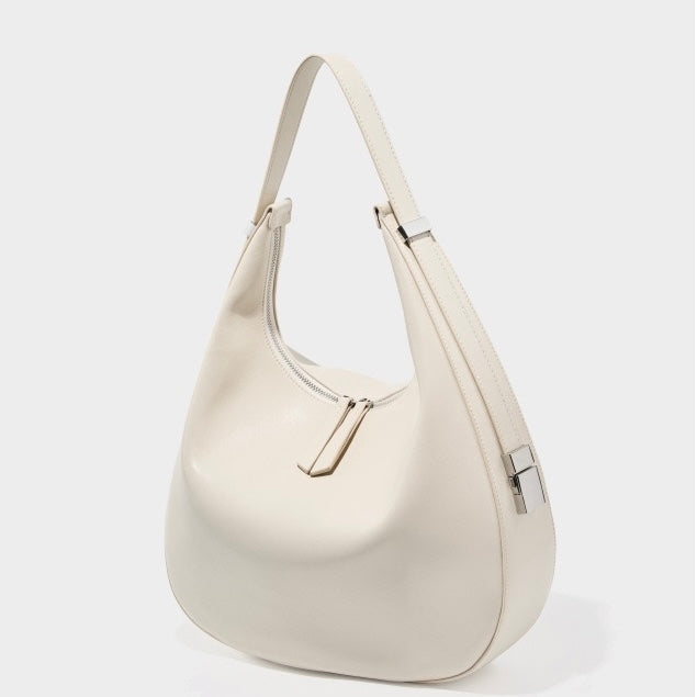 Elegant Minimalist Genuine Leather Crescent Shoulder Handbag