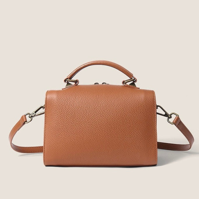 Elegant Vintage Textured Leather Satchel Crossbody Bag