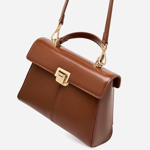 Exquisite Genuine Leather Horseshoe Buckle Handbag