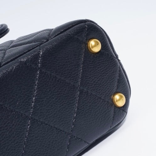 Quilted Sheepskin Chain Lock Crossbody Bag in Classic Black