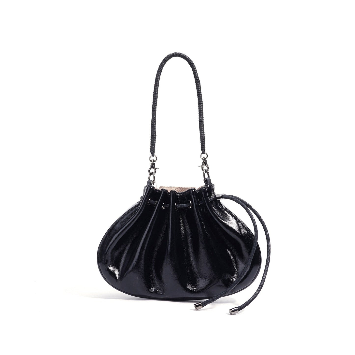 Sheepskin Elegance: Women's Drawstring Crossbody Handbag