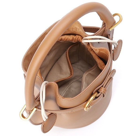 Exquisite Mini Bucket Crossbody Handbag in Genuine Leather