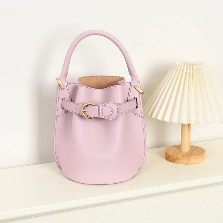 Exquisite Mini Bucket Crossbody Handbag in Genuine Leather